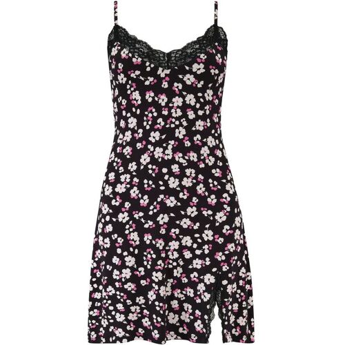 Pour Moi Pour Moi Black/White Short Sofa Loves Lace Hidden Support Soft Jersey Split Chemise