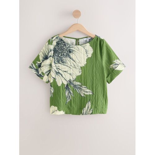 Next Green Floral Print Short Sleeve Boxy Top damen