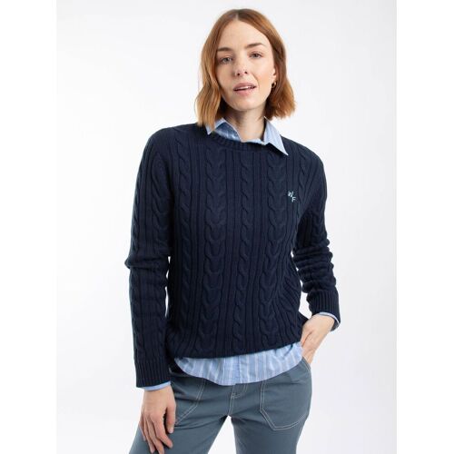 Weird Fish Weird Fish Blue Amberise Crew Neck Cable Knit Jumper damen