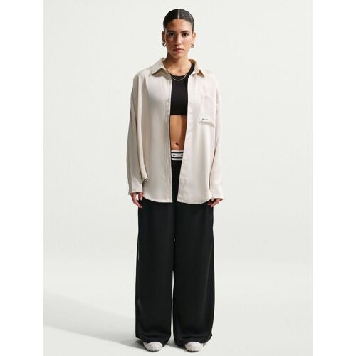Nike Cream Satin Button Through Shirt L (EU 44-46) damen