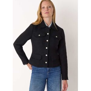 Whistles Whistles Black Crop Boucle Collarless Jacket damen Whistles Whistles Black Crop Boucle Collarless Jacket damen