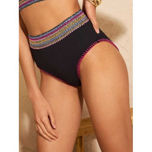 Love & Roses Love & Roses Black Sequin Trim Tummy Control High Waist Bikini Bottoms damen