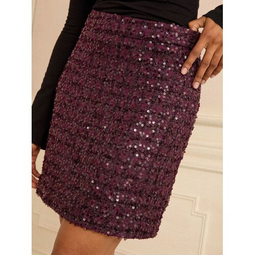Love & Roses Love & Roses Purple Sequin Tweed Mini Skirt EU 46 (UK 18) damen