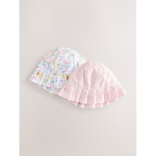 Next Pink Floral and Gingham Baby Woven Bucket Hats 2 Pack (0mths-2yrs) mädchen