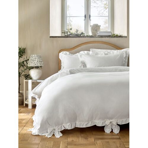 Next White Cotton Broderie Bows with Frill Duvet Cover and Pillowcase Set