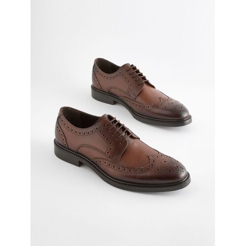 Next Brown Wide Fit Leather Derby Brogues EU 44 W (UK 11) herren