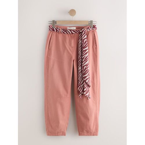 Next Rust Brown Barrel Leg Scarf Belt Trousers With Linen damen