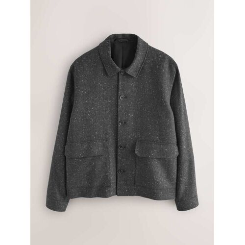 Next Grey Textured Herringbone Jacket With Wool herren
