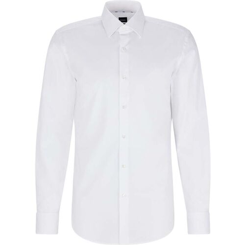 BOSS White Slim Fit Stretch Poplin Hank Shirt EU 42 Regular herren