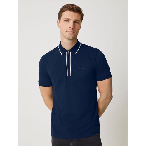 BOSS Navy Philix Quarter Zip Golf Polo Shirt XXL herren