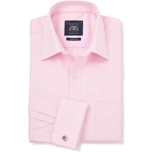 Savile Row Company Savile Row Company Pink Classic Fit Cotton Herringbone Double Cuff Formal Shirt EU 51 Regular herren