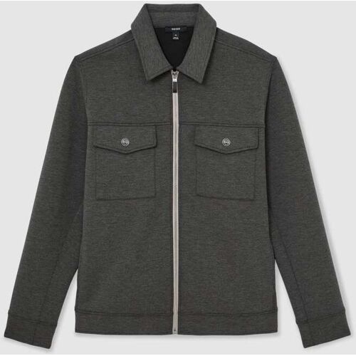 Reiss Reiss Charcoal Melange Medina Premium Interlock Zip-Through Overshirt Small herren