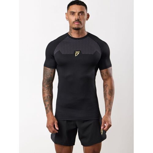 Gym King Gym King Black Fight Division Combat Short Sleeve Rash Guard T-Shirt herren