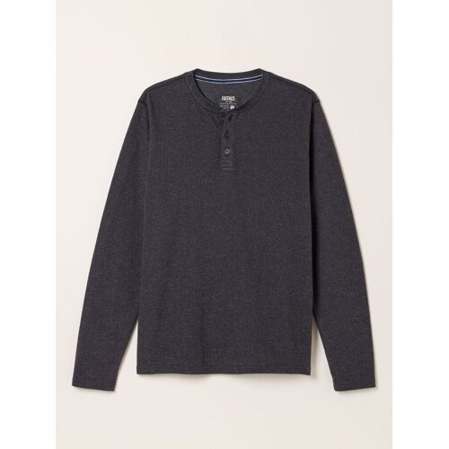 Fat Face FatFace Washed Black Waffle Textured Henley T-Shirt herren