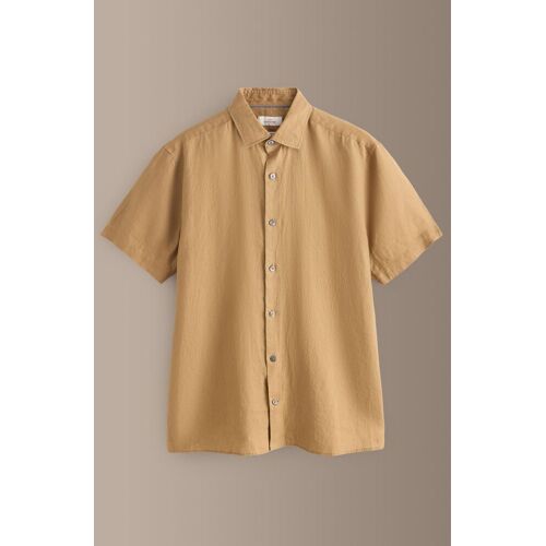 Next Neutral Regular Fit 100% Linen Signature Short Sleeve Shirt Large herren