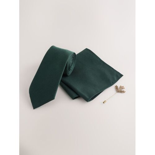 Next Forest Green Tie Pocket Square and Metal Pin Set herren