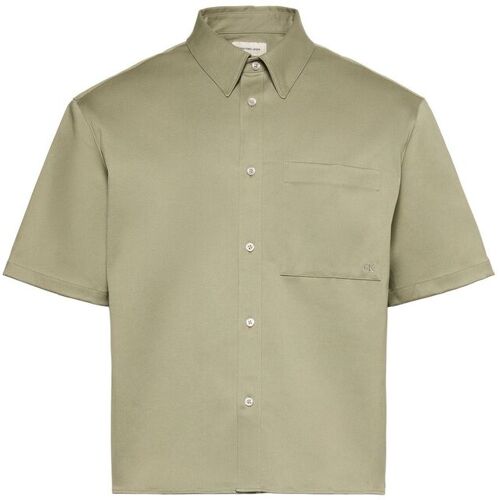 Klein Calvin Klein Green Woven Cotton Stretch Shirt medium herren