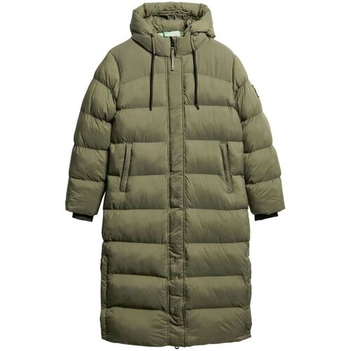 Superdry Superdry Dusty Olive Green Grid Rip-Stop Longline Puffer Coat damen