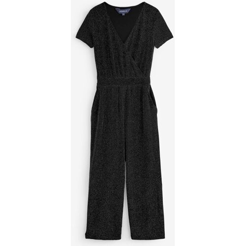 Sosandar Sosandar Black Metallic Sparkle Wrap Front Jumpsuit damen