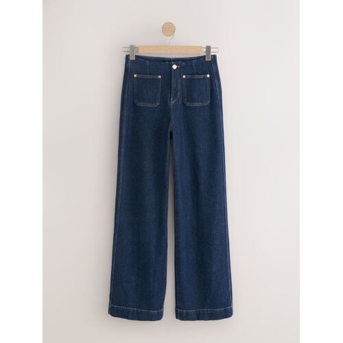 Next Rinse Blue N Premium High Rise Patch Pocket Comfort Stretch Wide Leg Jeans damen