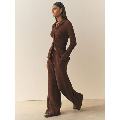 Nothing Ordinary Nothing Ordinary Chocolate Brown Soft Touch Crinkle Jersey Wide Leg Trousers damen
