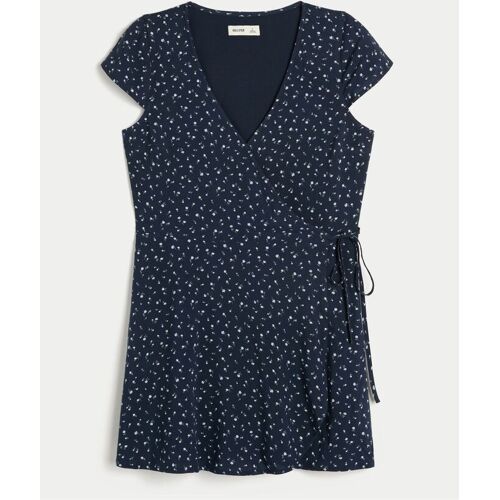 Hollister Hollister Blue Short-Sleeve Wrap Mini Dress L (EU 44-46) damen