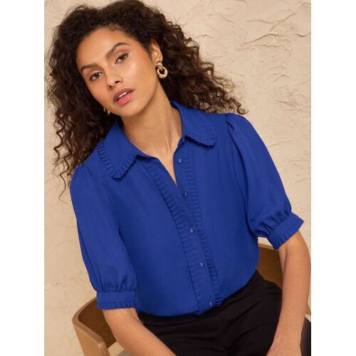 Love & Roses Love & Roses Frill Detail Short Sleeve Button Through Shirt EU 48 (UK 20) damen