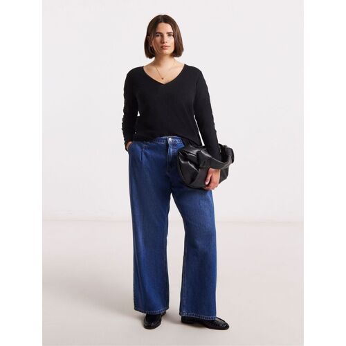 Simply Be Simply Be Black Slash Neck Rib Top With Lace To Sleeve damen