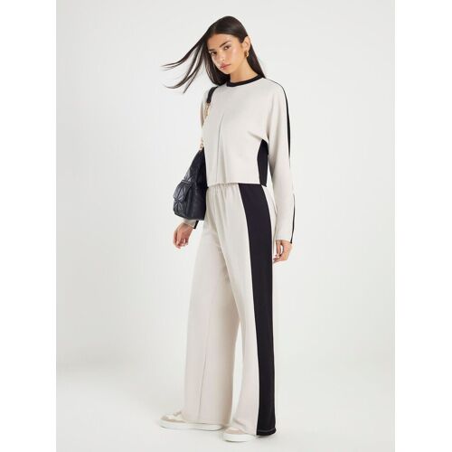 River Island River Island Cream Colour Block Wide Leg Trousers damen