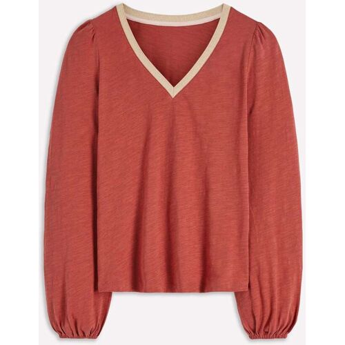 Boden Boden Brown Metallic Trim V-Neck Top damen