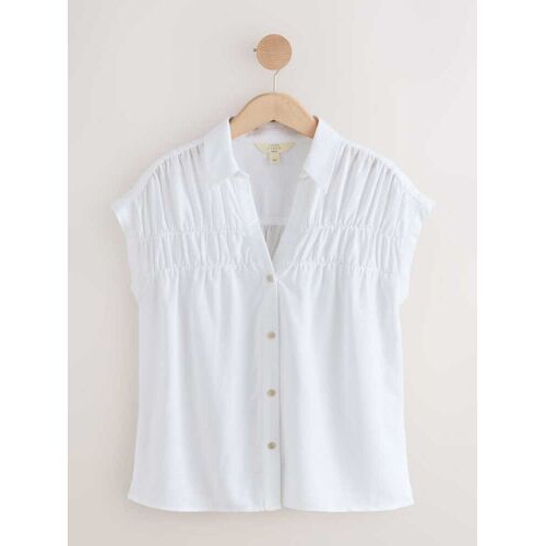 Next White Short Sleeve Shirt with Linen EU 38 (UK 10) damen