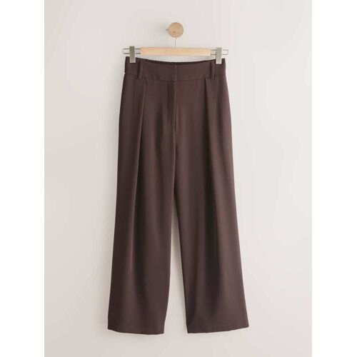 Next Chocolate Brown Stripe Elastic Back Wide Leg Trousers damen