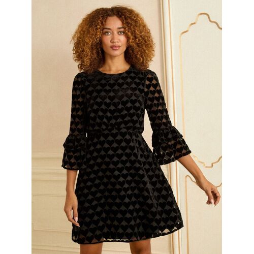 Love & Roses Love & Roses Heart Burnout Flute Sleeve Mini Dress EU 42 (UK 14) damen