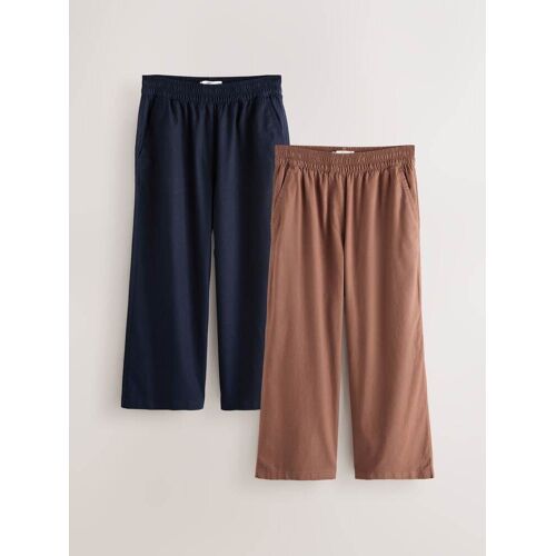 Next Navy/Camel Stretch Linen Blend Culottes 2 Pack damen