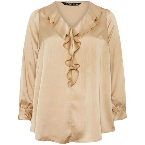 Evans Evans Gold Frill Front Tie Top damen
