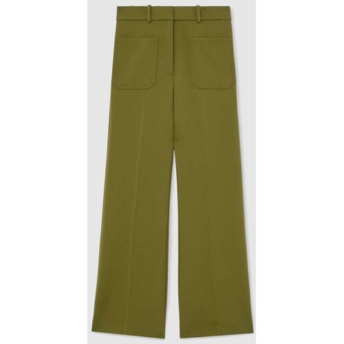 Reiss Reiss Chartreuse Green Priya Petite Twill High-Rise Flared Trousers damen