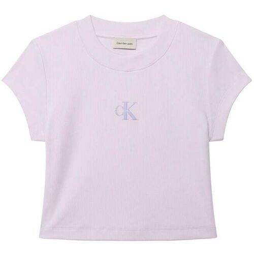Klein Calvin Klein Purple Woven Label T-Shirt damen