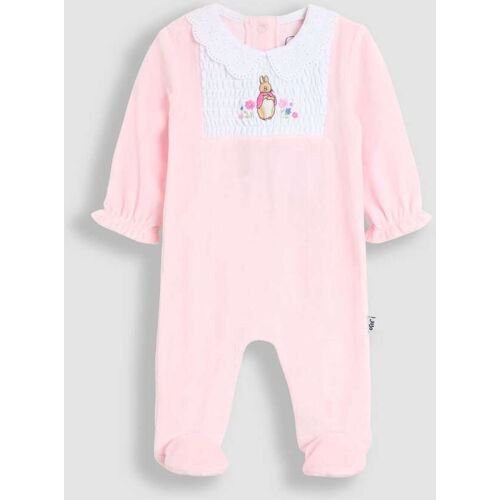 Jojo Maman Bébé JoJo Maman Bébé Pink Flopsy Embroidered Smocked Footed Sleepsuit jungen