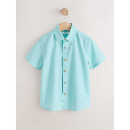 Next Aqua Blue Short Sleeve Linen Blend Shirt (3-16yrs) 110cm (5 Years) jungen