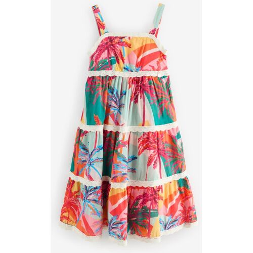 Angel & Rocket Angel & Rocket Pink Kinsley Palm Print Lace Trim Tiered Dress 110cm (5 Years) mädchen
