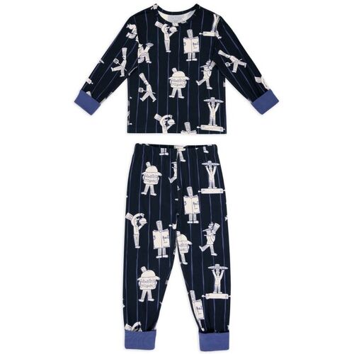 Chelsea Peers Chelsea Peers Blue Kids Chef Stripe Long Pyjamas Set Age 1-12 Years jungen