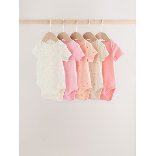 Next Fluro Pink Baby Short Sleeve Bodysuits 5 Pack mädchen