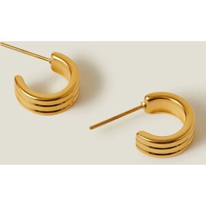 Accessorize Accessorize Gold 14ct Plated Ridge Huggie Hoop Earrings damen Accessorize Accessorize Gold 14ct Plated Ridge Huggie Hoop Earrings damen