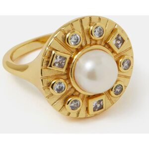 Accessorize Accessorize Gold Tone 14ct Plated Pearl Coin Ring damen Accessorize Accessorize Gold Tone 14ct Plated Pearl Coin Ring damen