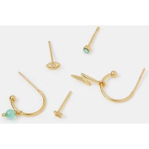 Accessorize Accessorize Gold Tone 14ct Gold-Plated Celestial Stud & Hoop Earrings 5-Pack damen Accessorize Accessorize Gold Tone 14ct Gold-Plated Celestial Stud & Hoop Earrings 5-Pack damen