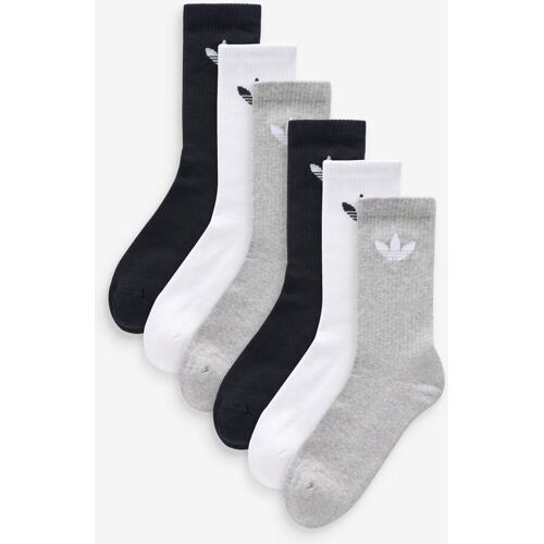 adidas Originals Black White Gray Trefoil Crew Socks 6 Pack herren