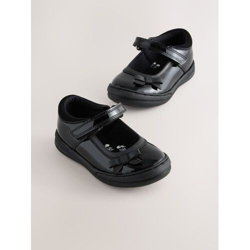Next Black Patent Leather Standard Fit (F) Bow Mary Jane School Shoes EU 23 (UK 6) mädchen