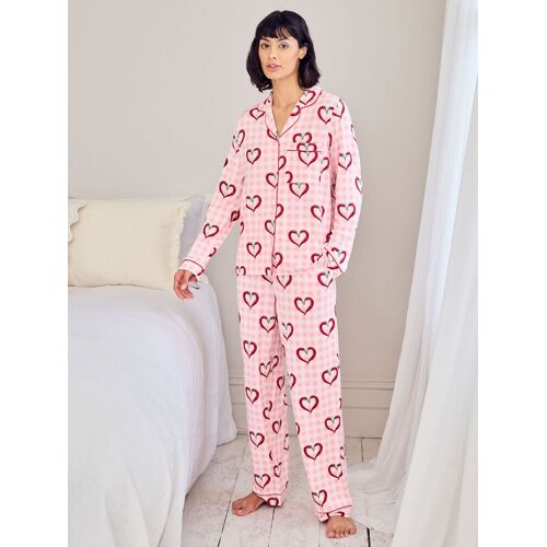 Chelsea Peers Chelsea Peers Pink Chilli Heart Print Long Pyjamas Set damen