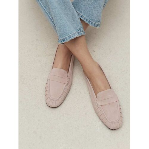 Next Blush Pink Forever Comfort Suede Leather Ruched Loafers eu38 damen