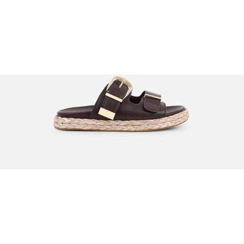 Simmi London Simmi London Brown Nancy Buckle Detail Footbed Slides damen